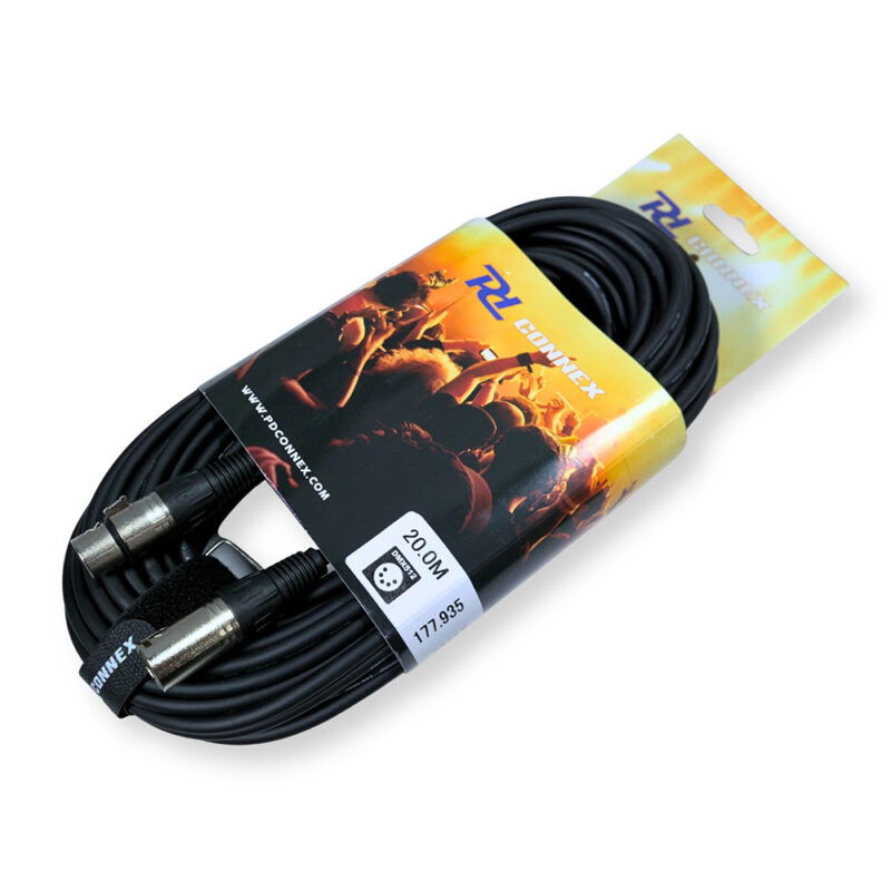 2x PD Connex CX102-20 5-Pin XLR DMX Lighting Cable – Male/Female 20m