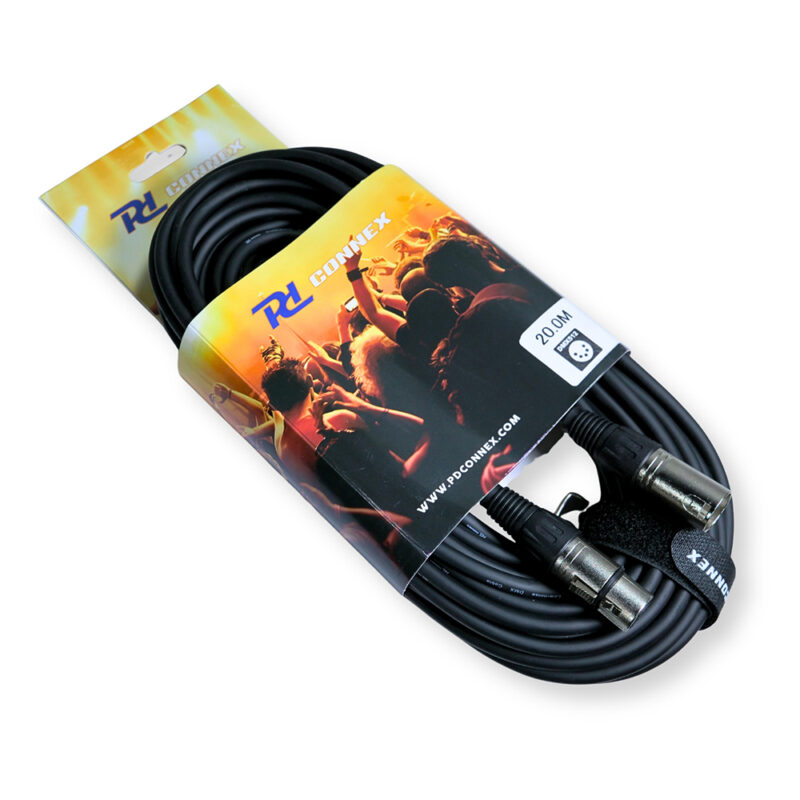 2x PD Connex CX102-20 5-Pin XLR DMX Lighting Cable – Male/Female 20m