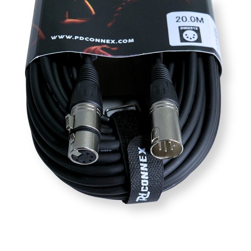 2x PD Connex CX102-20 5-Pin XLR DMX Lighting Cable – Male/Female 20m