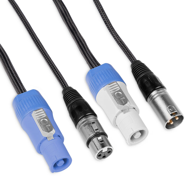 2x PD Connex CX06-2 Combi Locking Power and 3-Pin DMX Cable – 2m