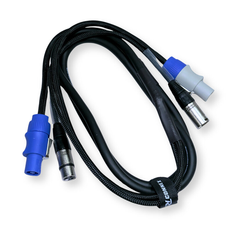 2x PD Connex CX06-2 Combi Locking Power and 3-Pin DMX Cable – 2m