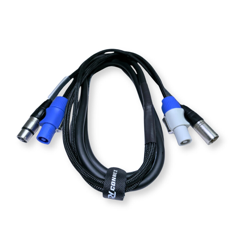 2x PD Connex CX06-2 Combi Locking Power and 3-Pin DMX Cable – 2m