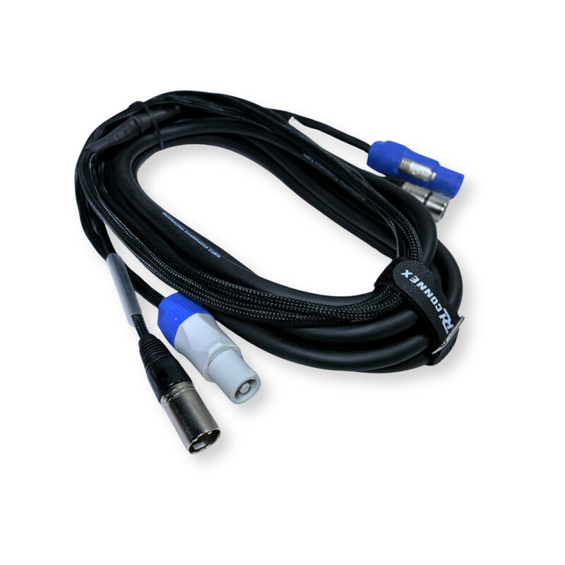 2x PD Connex CX06-5 Combi Locking Power and 3-Pin DMX Cable – 5m