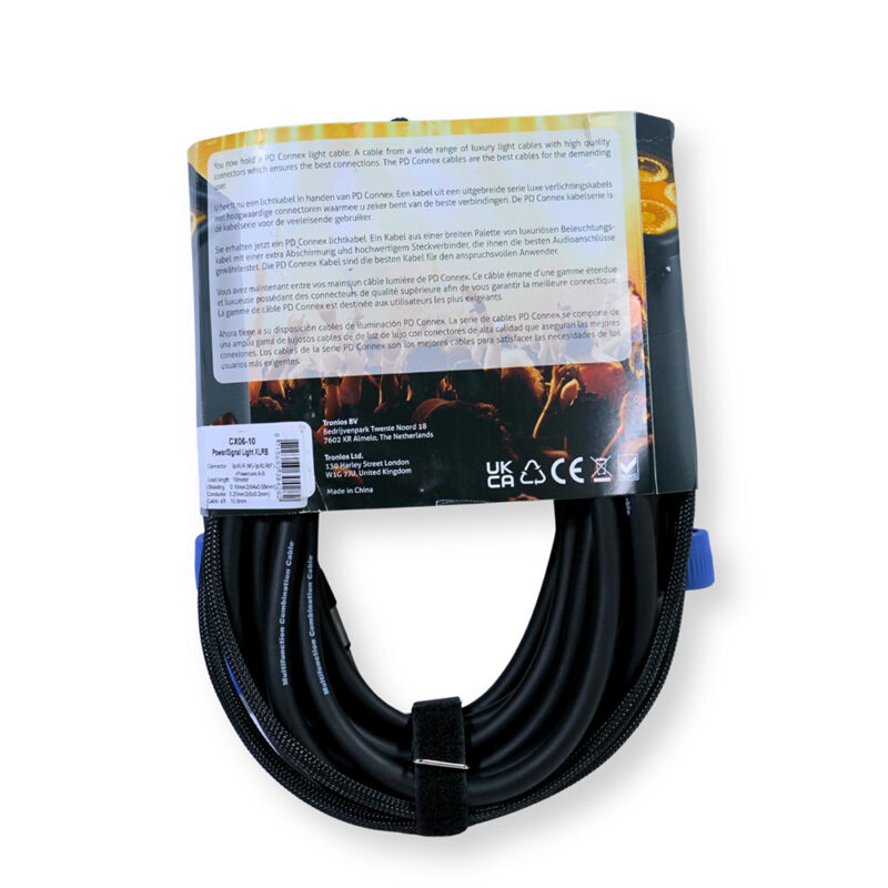 4x PD Connex CX06-10 Combi Locking Power and 3-Pin DMX Cable – 10m
