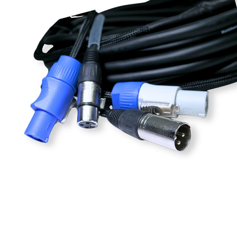 4x PD Connex CX06-10 Combi Locking Power and 3-Pin DMX Cable – 10m