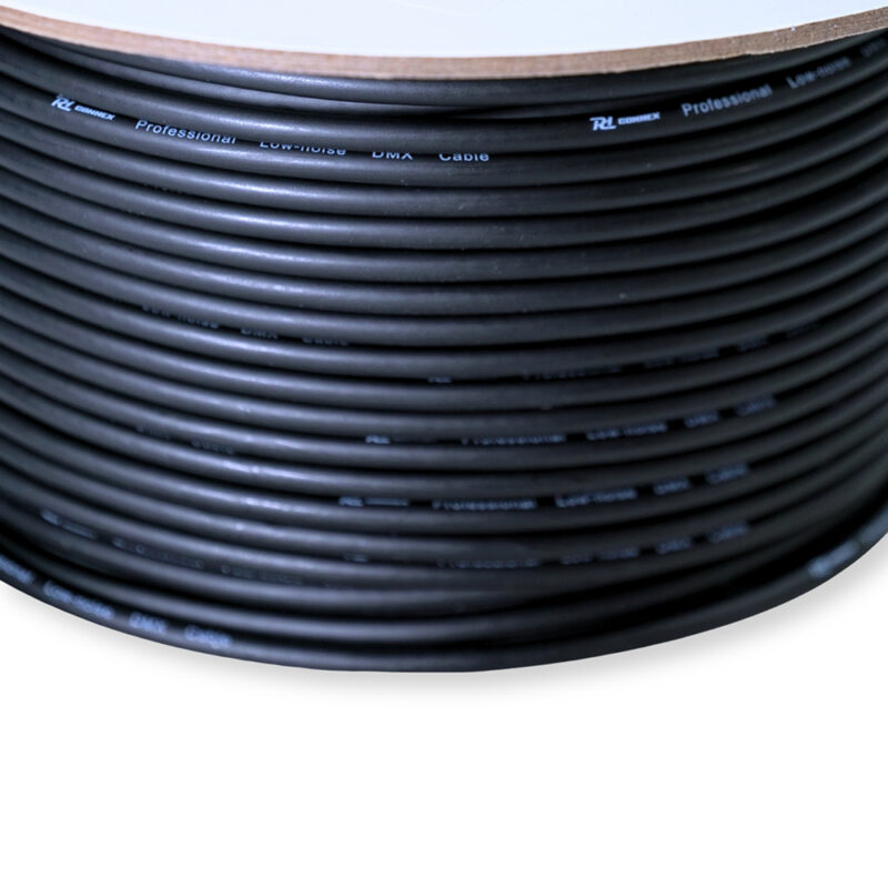 PD Connex RX52 2 Core 4mm DMX Cable Wire Reel – Black 100m