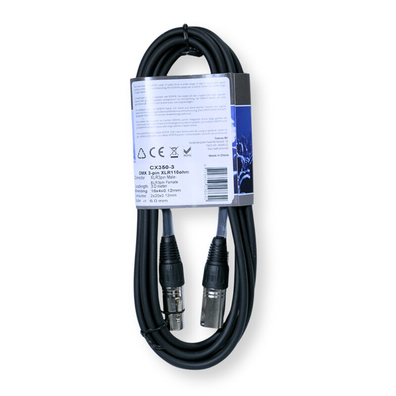 2x PD Connex CX350-3 AES Digital Audio & DMX XLR Cable  – 110-Ohm 3m