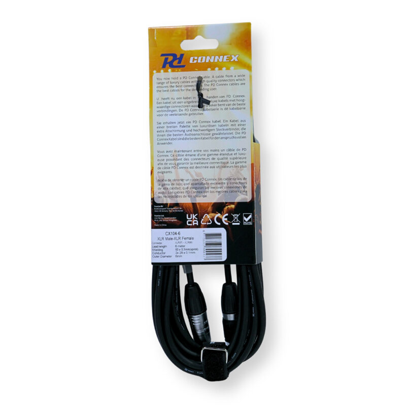 2x PD Connex CX104-6 Outdooor IP65 3-Pin DMX Lighting Cable – 6m