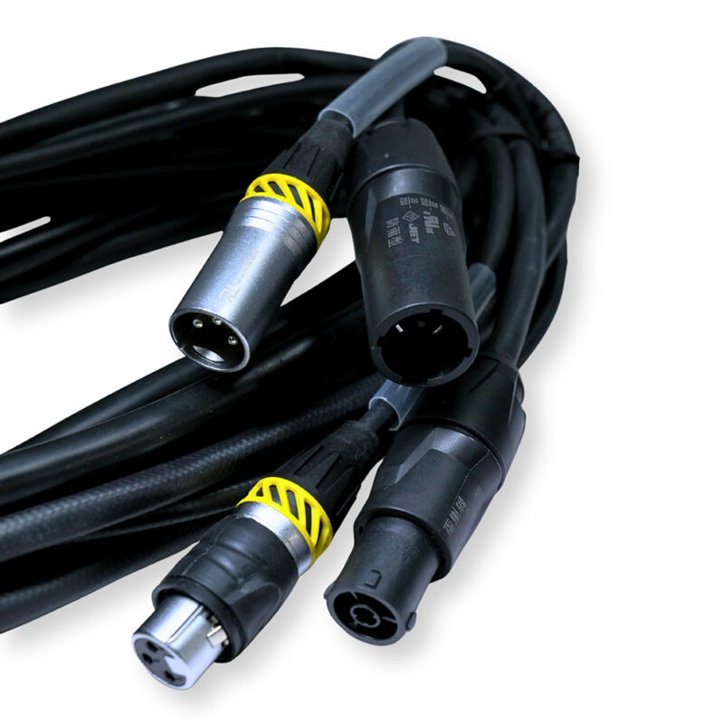 4x PD Connex CX07-5 Combi Locking Power TR and 3-Pin DMX Cable – 5m