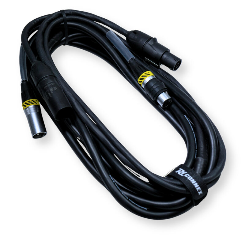 4x PD Connex CX07-5 Combi Locking Power TR and 3-Pin DMX Cable – 5m