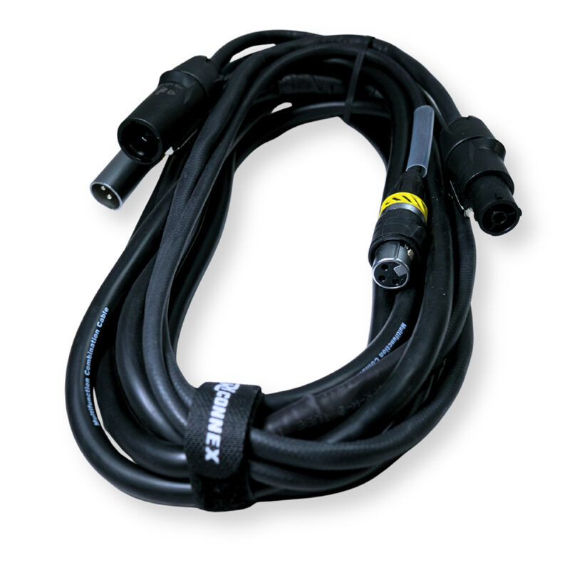 4x PD Connex CX07-5 Combi Locking Power TR and 3-Pin DMX Cable – 5m