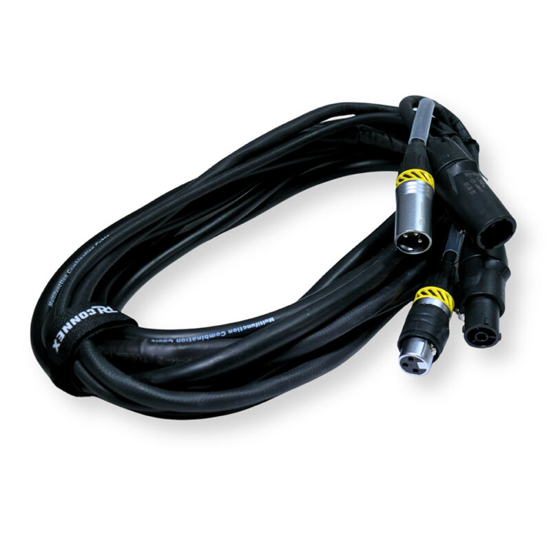 4x PD Connex CX07-5 Combi Locking Power TR and 3-Pin DMX Cable – 5m