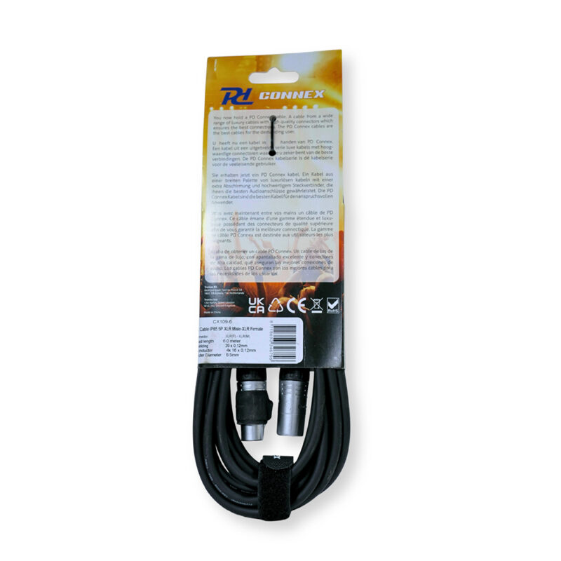 2x PD Connex CX109-6 Outdooor IP65 5-Pin DMX Lighting Cable – 6m