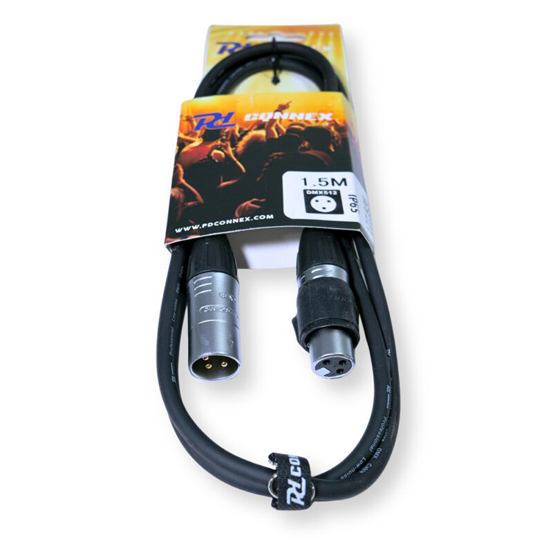 2x PD Connex CX104-1 Outdoor IP65 3-Pin DMX Lighting Cable – 1.5m