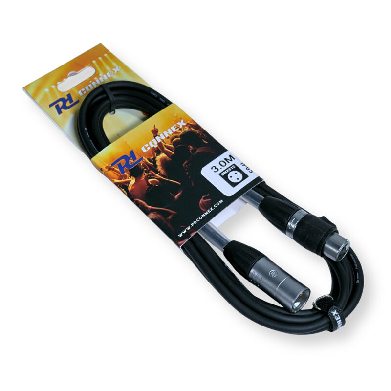 2x PD Connex CX104-3 Outdooor IP65 3-Pin DMX Lighting Cable – 3m