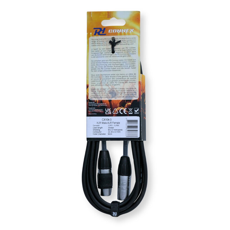 2x PD Connex CX104-3 Outdooor IP65 3-Pin DMX Lighting Cable – 3m
