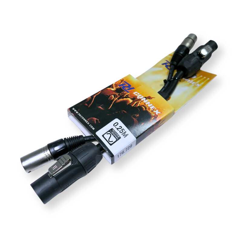 2x PD Connex CX07-0.35 Combi TR Power and 3-Pin DMX Cable – 0.35m