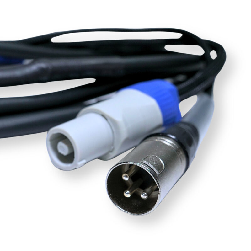 2x PD Connex CX06-0.50 Combi Locking Power and 3-Pin DMX Cable – 0.5m