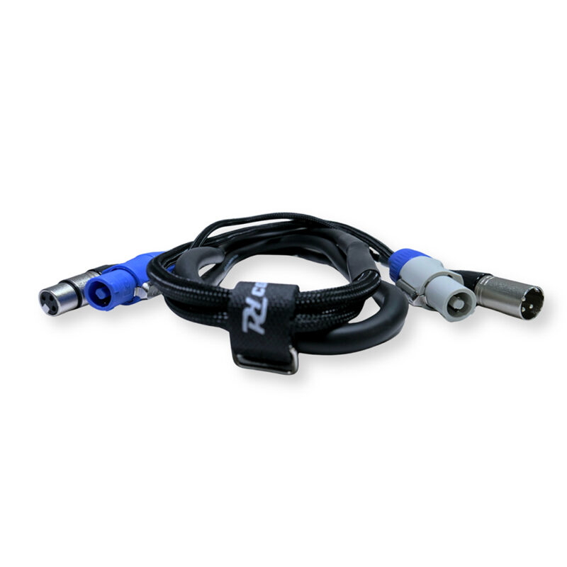 2x PD Connex CX06-0.50 Combi Locking Power and 3-Pin DMX Cable – 0.5m