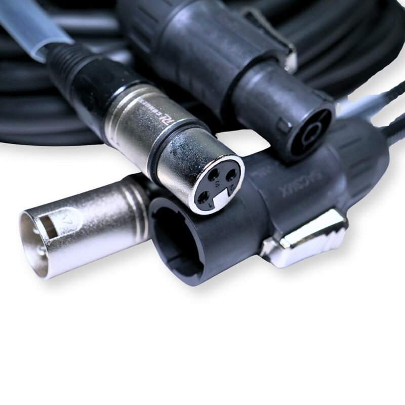 2x PD Connex CX07-10 Combi Locking Power TR and 3-Pin DMX Cable – 10m