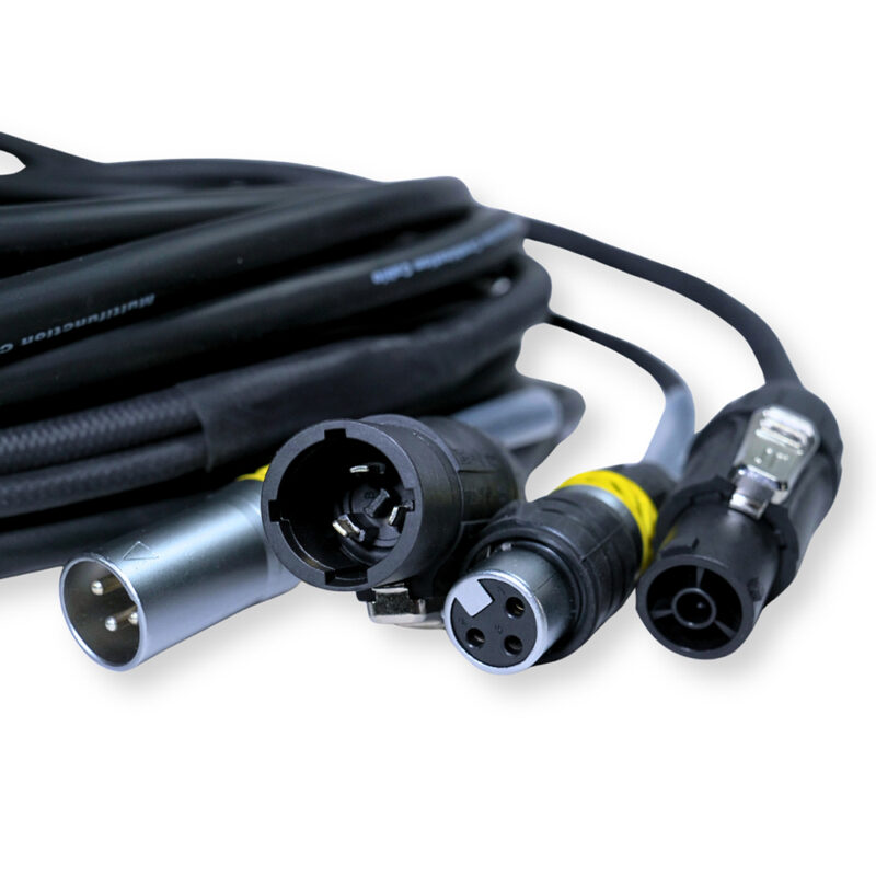 2x PD Connex CX07-15 Combi Locking Power TR and 3-Pin DMX Cable – 15m