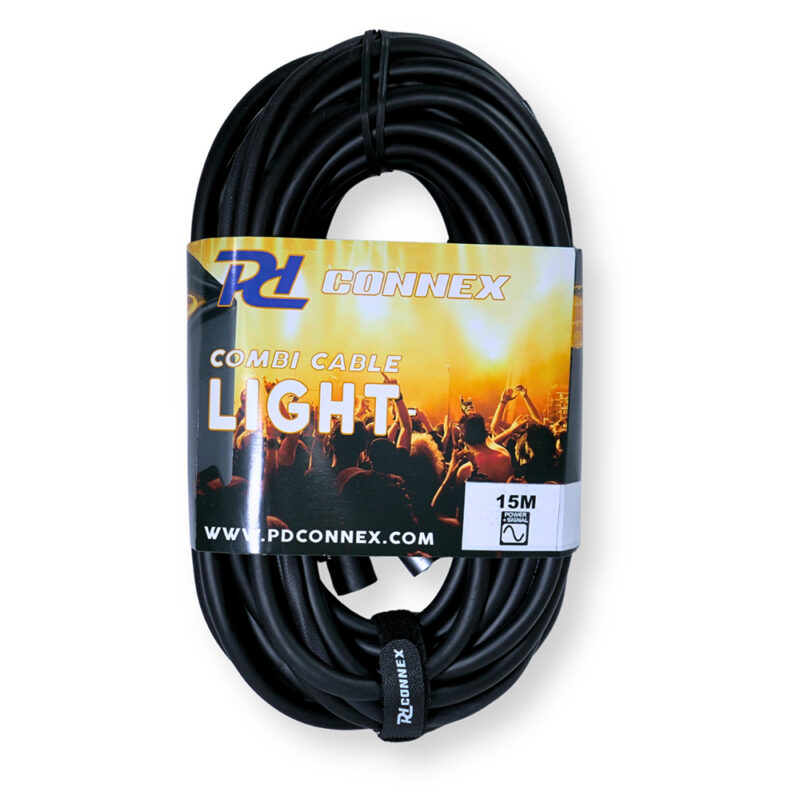 2x PD Connex CX07-15 Combi Locking Power TR and 3-Pin DMX Cable – 15m