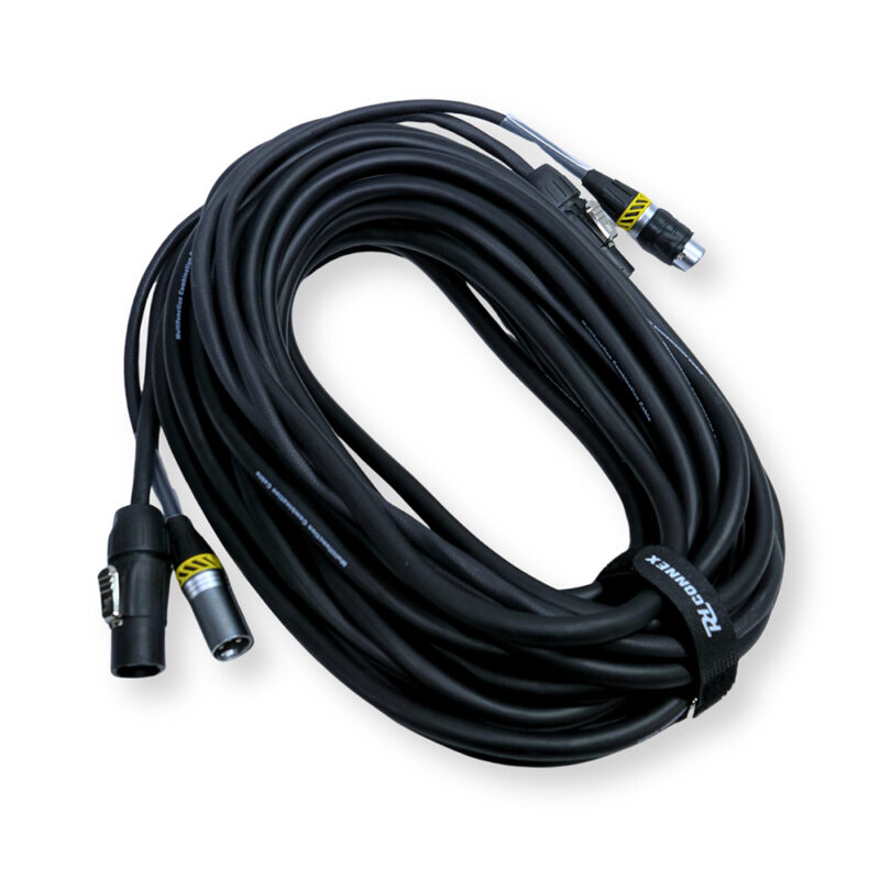 2x PD Connex CX07-15 Combi Locking Power TR and 3-Pin DMX Cable – 15m