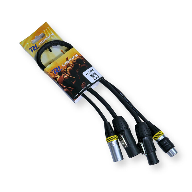 2x PD Connex CX13-0.50 Combi TR Power and 5-Pin DMX Cable – 0.5m