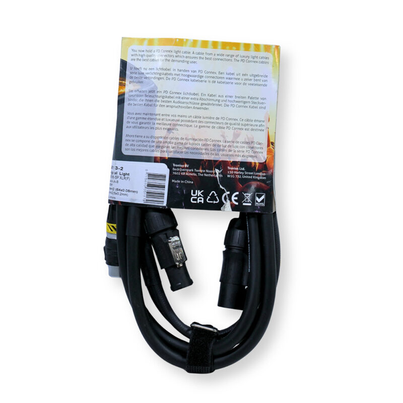 2x PD Connex CX13-2 Combi Locking Power TR and 5-Pin DMX Cable – 2m