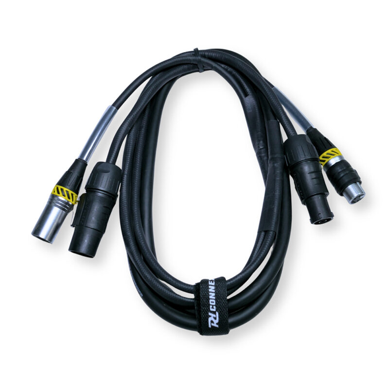 2x PD Connex CX13-2 Combi Locking Power TR and 5-Pin DMX Cable – 2m