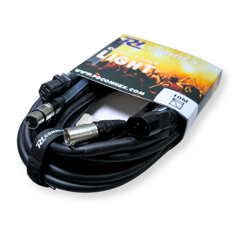 PD Connex CX09-10 Combi IEC Male/Female Power & 3-Pin DMX Cable – 10m