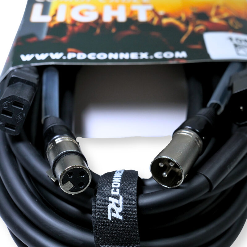 PD Connex CX09-10 Combi IEC Male/Female Power & 3-Pin DMX Cable – 10m