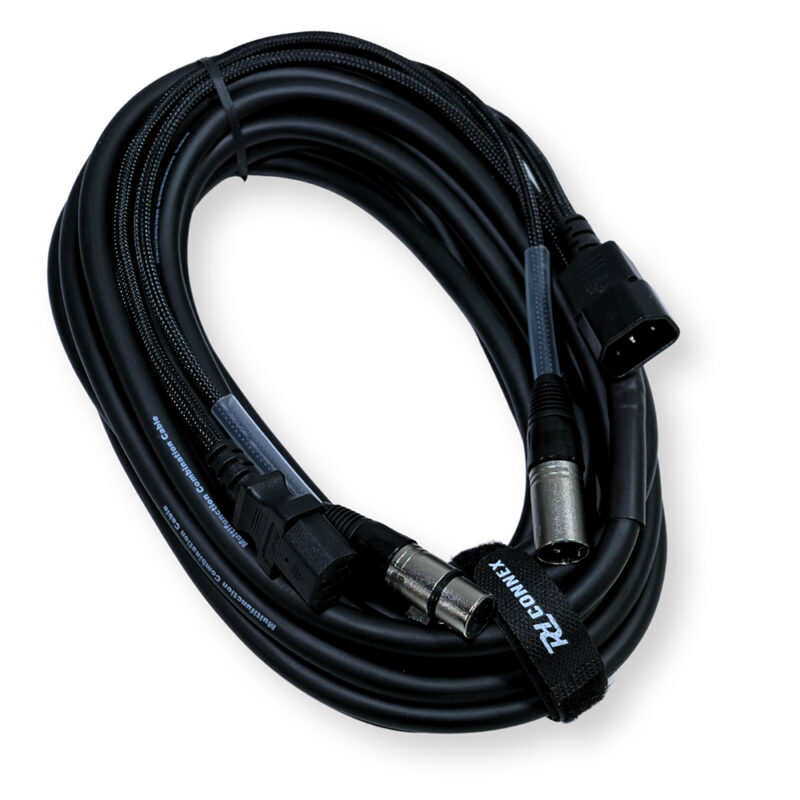 PD Connex CX09-10 Combi IEC Male/Female Power & 3-Pin DMX Cable – 10m