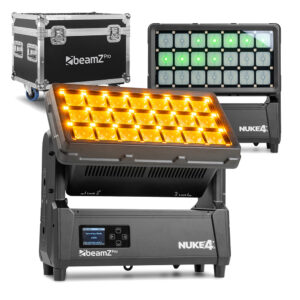 2x BeamZ Pro NUKE4 Motorised Strobe Beam Outdoor Light with Flightcase 2x BeamZ Pro NUKE4 Motorised Strobe Beam Outdoor Light with Flightcase