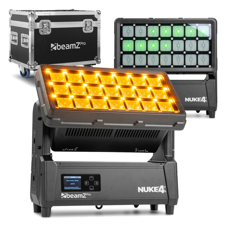 2x BeamZ Pro NUKE4 Motorised Strobe Beam Outdoor Light with Flightcase 2x BeamZ Pro NUKE4 Motorised Strobe Beam Outdoor Light with Flightcase