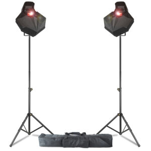 2x BeamZ Diviner10 Beam Roller Scanner Effect Lights + Stands & Scrims