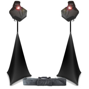 2x BeamZ Diviner10 Beam Roller Scanner Effect Lights + Stands & Scrims 2x BeamZ Diviner10 Beam Roller Scanner Effect Lights + Stands & Scrims