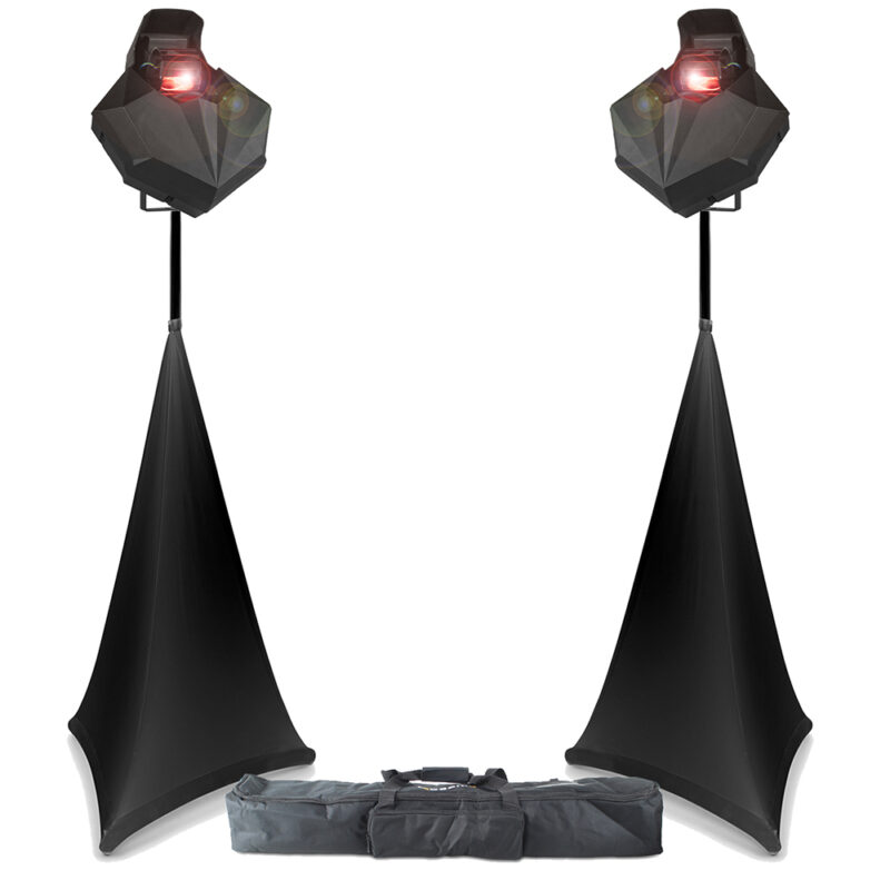 2x BeamZ Diviner10 Beam Roller Scanner Effect Lights + Stands & Scrims 2x BeamZ Diviner10 Beam Roller Scanner Effect Lights + Stands & Scrims