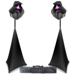 2x BeamZ Diviner20 LED Beam Scanner Effect Lights + Stands & Scrims