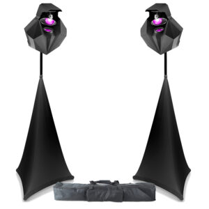 2x BeamZ Diviner20 Multi Gobo LED Beam Scanner Effect Lights + Stands
