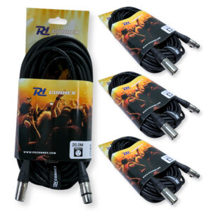 2x PD Connex CX100-20 3-Pin XLR DMX Lighting Cable – Male/Female 20m