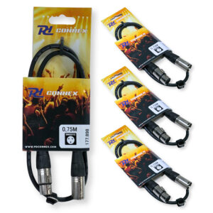 4x PD Connex CX100-0.7 3-Pin DMX Lighting Cable – Male/Female 0.75m