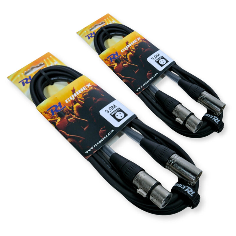 2x PD Connex CX100-3 3-Pin XLR DMX Lighting Cable – Male/Female 3m 2x PD Connex CX100-3 3-Pin XLR DMX Lighting Cable – Male/Female 3m