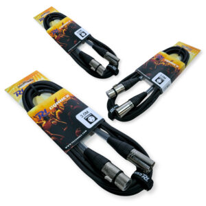 3x PD Connex CX100-3 3-Pin XLR DMX Lighting Cable – Male/Female 3m