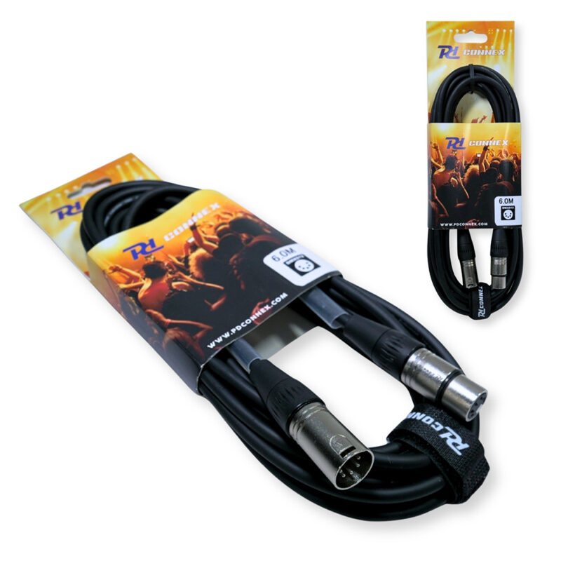 2x PD Connex CX102-6 5-Pin XLR DMX Lighting Cable – Male/Female 6m