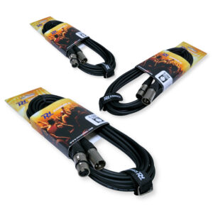 3x PD Connex CX100-6 3-Pin XLR DMX Lighting Cable – Male/Female 6m