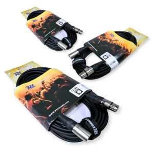 3x PD Connex CX100-12 3-Pin XLR DMX Lighting Cable – Male/Female 12m