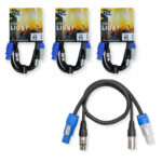 4x PD Connex CX06-0.50 Combi Locking Power and 3-Pin DMX Cable – 0.5m