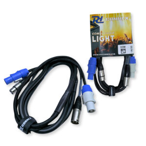 4x PD Connex CX06-2 Combi Locking Power and 3-Pin DMX Cable – 2m