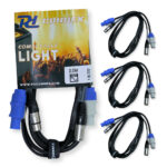 4x PD Connex CX06-2 Combi Locking Power and 3-Pin DMX Cable – 2m